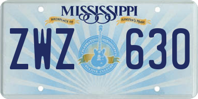 MS license plate ZWZ630