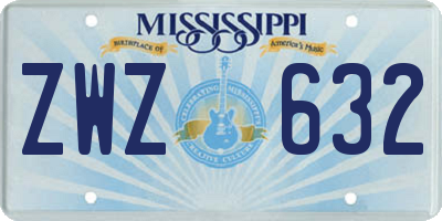 MS license plate ZWZ632
