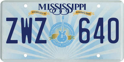 MS license plate ZWZ640