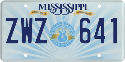 MS license plate ZWZ641