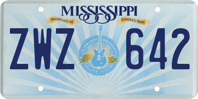 MS license plate ZWZ642