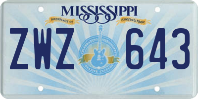 MS license plate ZWZ643