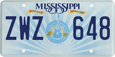 MS license plate ZWZ648