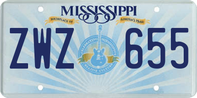 MS license plate ZWZ655