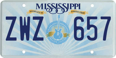 MS license plate ZWZ657