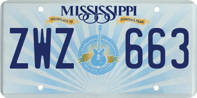 MS license plate ZWZ663