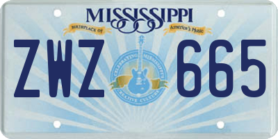 MS license plate ZWZ665