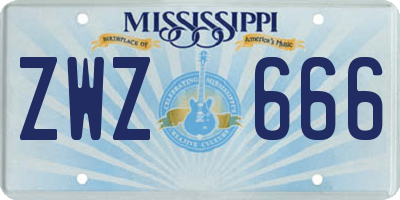 MS license plate ZWZ666