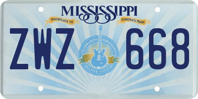 MS license plate ZWZ668