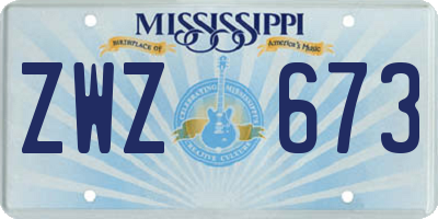 MS license plate ZWZ673