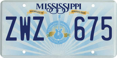 MS license plate ZWZ675