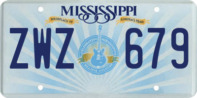 MS license plate ZWZ679
