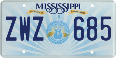 MS license plate ZWZ685
