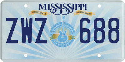 MS license plate ZWZ688