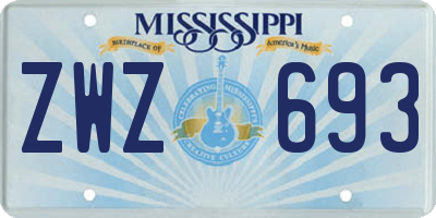 MS license plate ZWZ693