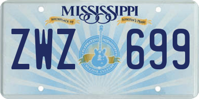 MS license plate ZWZ699