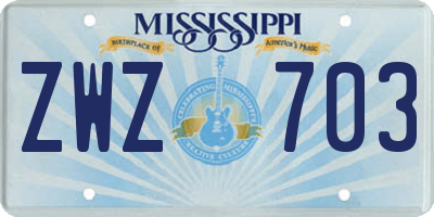 MS license plate ZWZ703