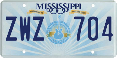MS license plate ZWZ704