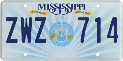 MS license plate ZWZ714