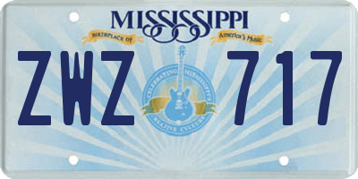 MS license plate ZWZ717