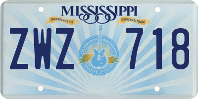 MS license plate ZWZ718