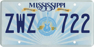 MS license plate ZWZ722