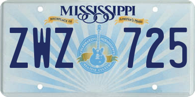 MS license plate ZWZ725