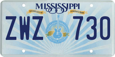 MS license plate ZWZ730