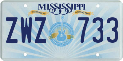MS license plate ZWZ733