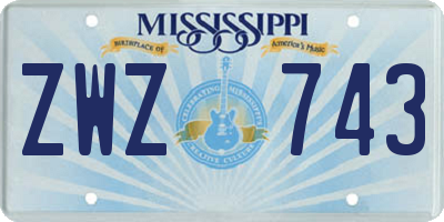 MS license plate ZWZ743