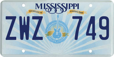 MS license plate ZWZ749