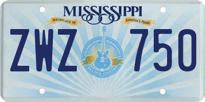 MS license plate ZWZ750