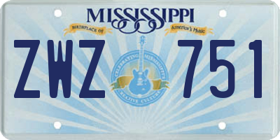 MS license plate ZWZ751