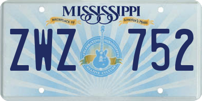 MS license plate ZWZ752