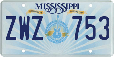 MS license plate ZWZ753