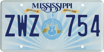MS license plate ZWZ754