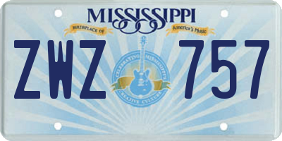 MS license plate ZWZ757