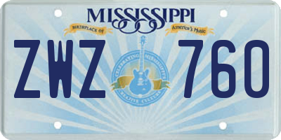 MS license plate ZWZ760