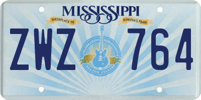 MS license plate ZWZ764
