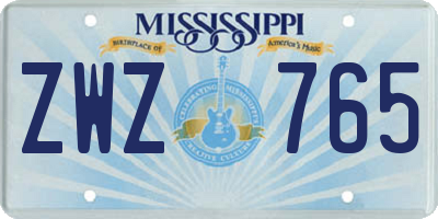 MS license plate ZWZ765