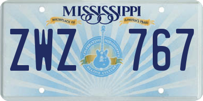 MS license plate ZWZ767