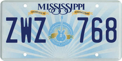 MS license plate ZWZ768