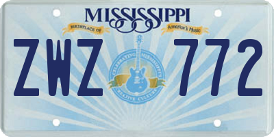 MS license plate ZWZ772