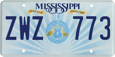 MS license plate ZWZ773