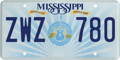 MS license plate ZWZ780