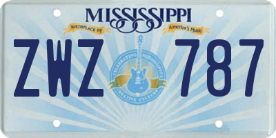 MS license plate ZWZ787