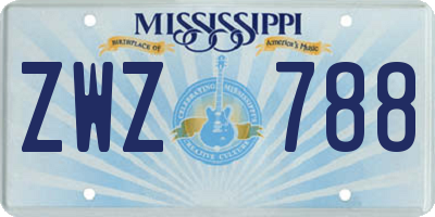 MS license plate ZWZ788