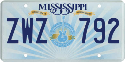 MS license plate ZWZ792
