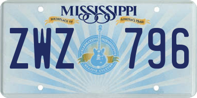 MS license plate ZWZ796