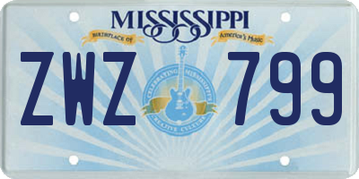 MS license plate ZWZ799